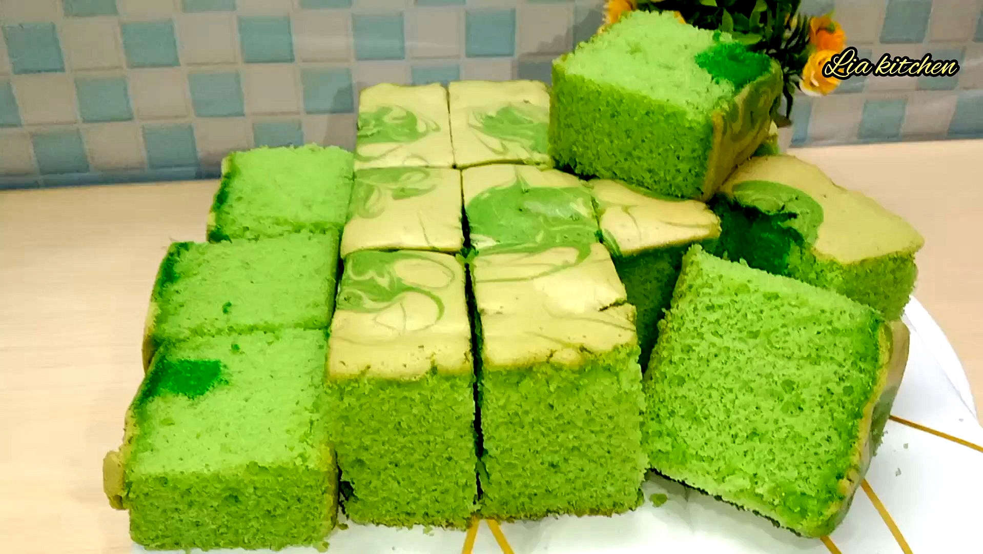 Resipi kek pandan santan daripada lia kitchen