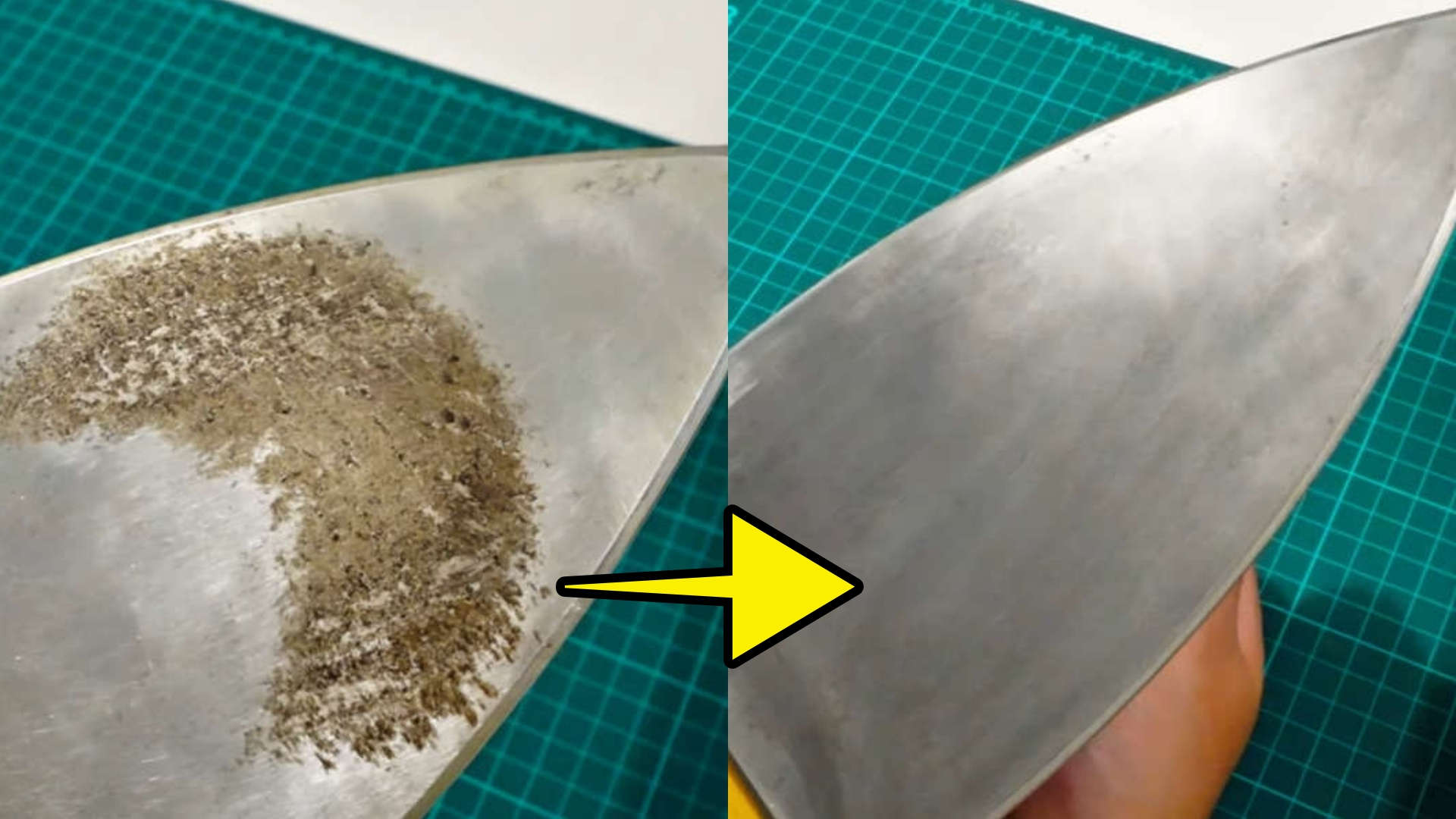 Kesan kerak seterika jadi licin semula