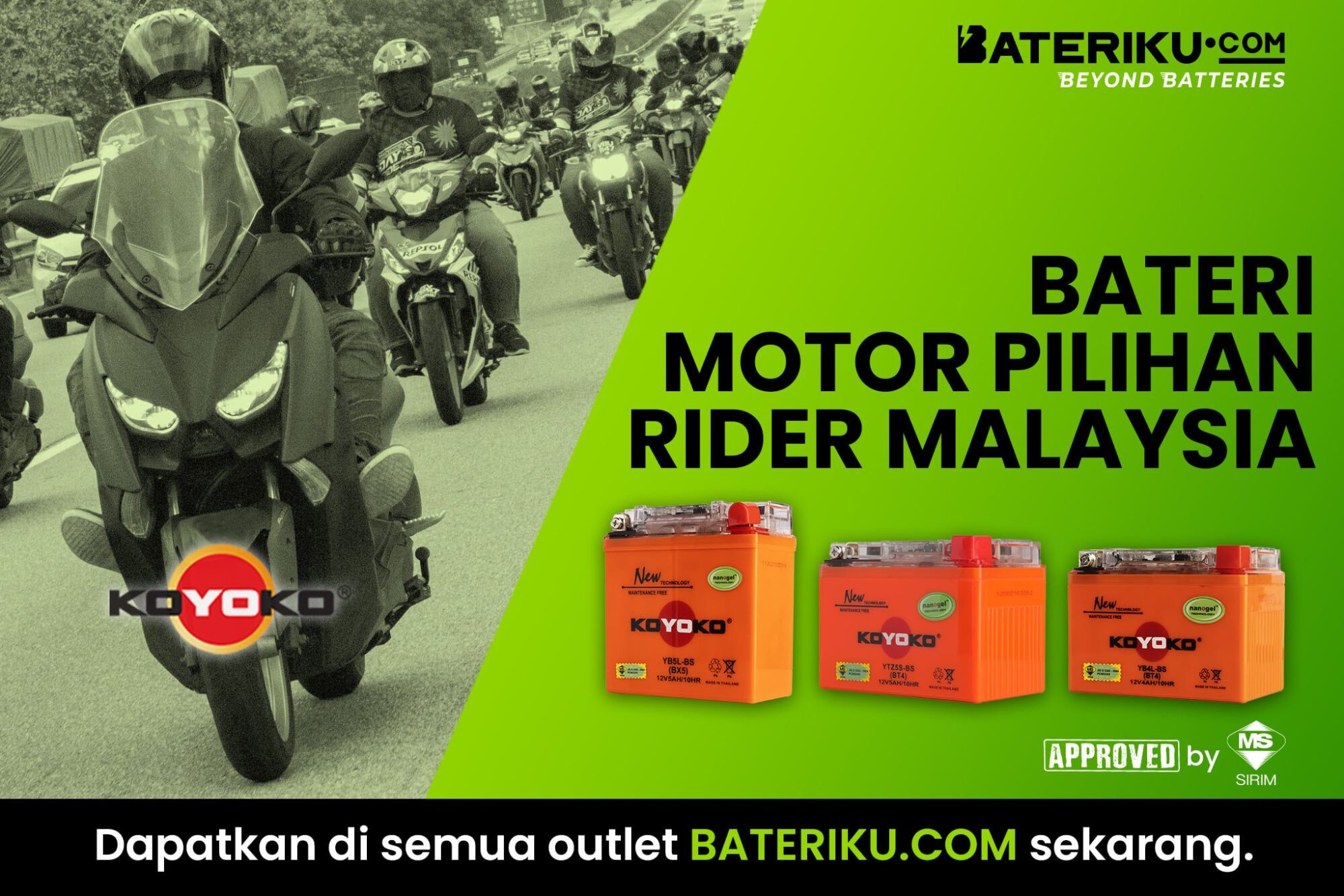 Bateriku jual bateri motosikal nanogel Koyoko