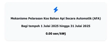 Kadar AFA Julai 2025 TNB