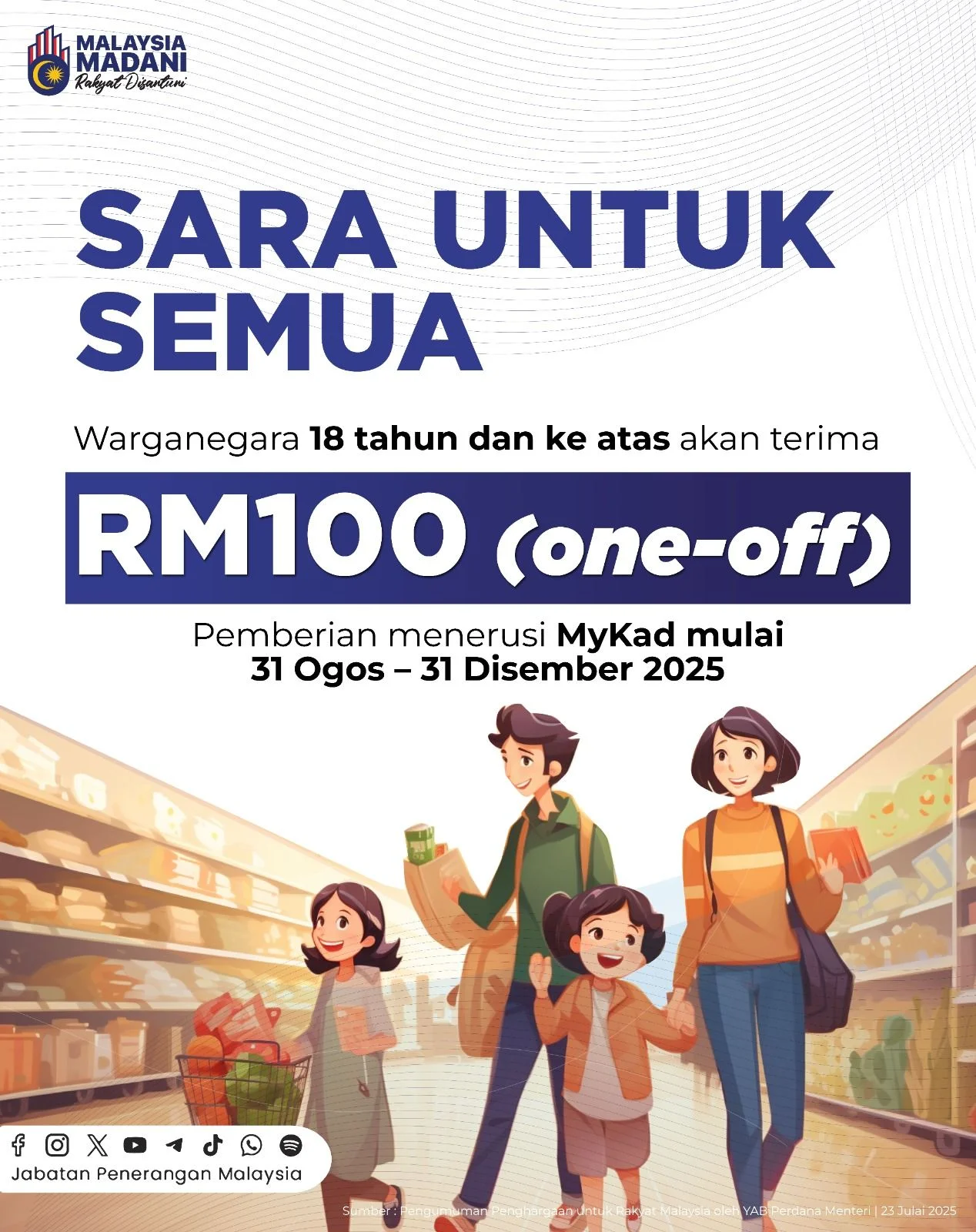 Bantuan SARA RM100 untuk semua