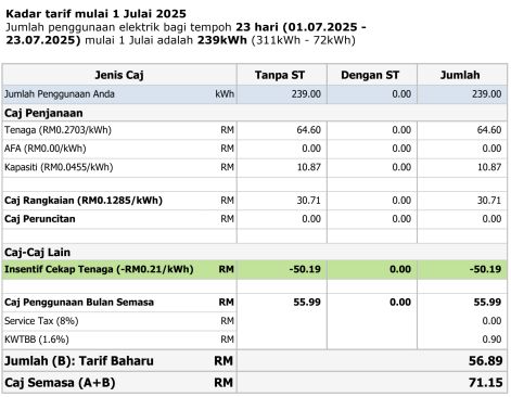 Bil TNB Ogos 2025 akan ada rebat AFA besar, ini sebabnya
