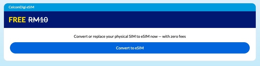 eSIM CelcomDigi boleh didapatkan secara dalam talian