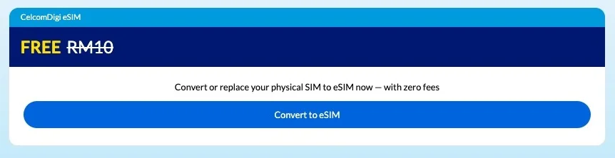 eSIM CelcomDigi boleh didapatkan secara dalam talian