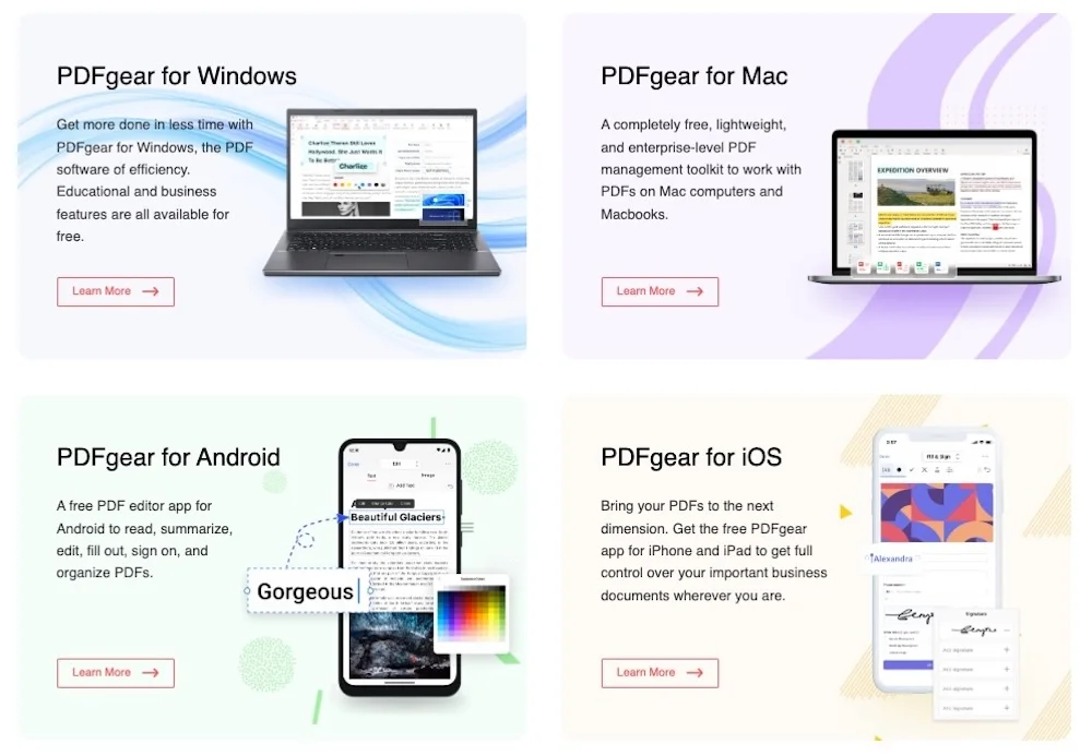 PDFgear ada di platform utama Android, iOS, Mac, Windows