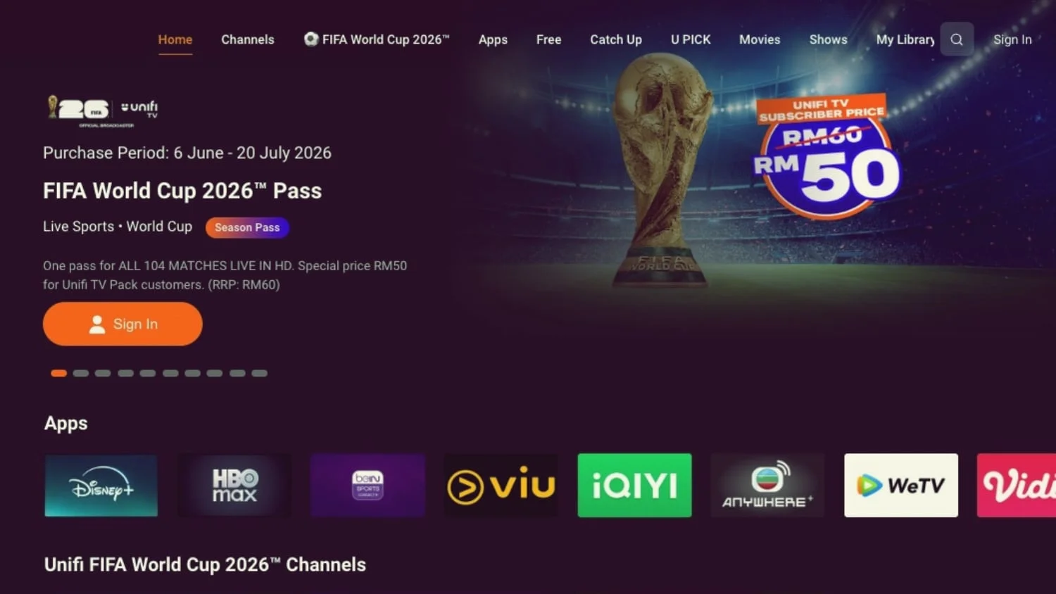 Tonton World Cup 2026 Unifi TV Malaysia