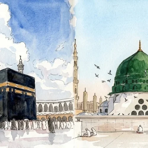 Kursus Asas Haji Siri 1 mendukung tajuk “Sejarah dan Pengenalan Tanah Suci Mekah dan Madinah,”. Ia memberikan panduan sejarah dan kerohanian yang mendalam kepada para jemaah. Di bawah adalah rumusan tentang apa yang akan dipelajari dalam Siri 1 ini dan untuk maklumat lanjut, sila muat turun nota Sejarah dan Pengenalan Tanah Suci Mekah dan Madinah. Sejarah dan Pengenalan Tanah Suci Mekah dan Madinah ## Sejarah dan Keistimewaan Mekah Di Mekah, modul ini memperincikan warisan sejarah Nabi Ibrahim A.S., Hajar, dan Nabi Ismail A.S., termasuk usaha Hajar berulang-alik antara Safa dan Marwah sehingga memancarkan air Zamzam. Kemudian, diterangkan juga Mekah dimulakan daripada penguasaan kaum Jurhum dan Khuza'ah hinggalah penyatuan suku Quraisy oleh Qusay Ibnu Kilab serta Pembukaan Kota Mekah pada bulan Ramadan tahun 8 Hijrah. Kaabah ditekankan sebagai rumah ibadat pertama di muka bumi yang dibina daripada batu lima buah gunung dan kedudukannya selari dengan Al-Bait al-Ma'mur di langit, tempat 70,000 malaikat beribadat setiap hari. Tanah Haram Mekah menawarkan ganjaran pahala 100,000 kali ganda, perlindungan daripada fitnah Dajjal dan wabak taun, serta tiada waktu terlarang untuk mengerjakan solat sunat. Selain itu, kursus ini menggariskan kawasan Masya'ir Haji iaitu Arafah untuk berwuquf pada 9 Zulhijjah, Muzdalifah untuk bermabit pada malam 10 Zulhijjah, dan Mina untuk bermabit serta melontar Jamarat pada hari-hari Tasyriq. ## Sejarah dan Keistimewaan Madinah Di Madinah, kursus ini menyoroti evolusi sejarah daripada penempatan Yathrib yang didiami oleh kaum Yahudi serta suku Aus dan Khazraj sehingga ia menjadi Kota Madinah al-Munawwarah dan Tanah Haram yang diberkati. Antara tempat bersejarah utama merangkumi Masjid Quba' sebagai masjid pertama dalam sejarah Islam yang ganjarannya menyamai ibadat Umrah, serta Masjid Nabawi yang dibina di atas tanah dua anak yatim. Lokasi ziarah lain termasuk Masjid Qiblatain, Perkuburan Baqi', Jabal Uhud, Jabal al-Rumat, dan kawasan Peperangan Khandak. ## Persediaan Jiwa Jemaah Akhir sekali, kursus ini menekankan persediaan rohani jemaah sebagai Tetamu Allah (Dhuyufurrahman) dengan mengamalkan sifat sabar, syukur, dan ikhlas, di samping menjauhi sikap sombong, pertengkaran, dan perbuatan keji sepanjang perjalanan ibadat.