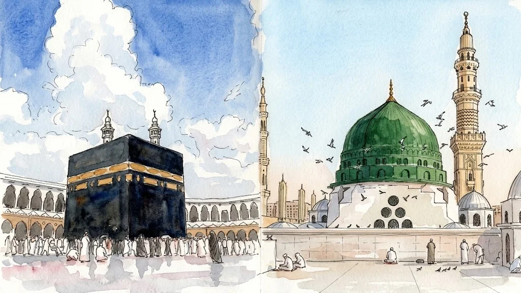 Kursus Asas Haji Siri 1 mendukung tajuk “Sejarah dan Pengenalan Tanah Suci Mekah dan Madinah,”. Ia memberikan panduan sejarah dan kerohanian yang mendalam kepada para jemaah. Di bawah adalah rumusan tentang apa yang akan dipelajari dalam Siri 1 ini dan untuk maklumat lanjut, sila muat turun nota Sejarah dan Pengenalan Tanah Suci Mekah dan Madinah. Sejarah dan Pengenalan Tanah Suci Mekah dan Madinah ## Sejarah dan Keistimewaan Mekah Di Mekah, modul ini memperincikan warisan sejarah Nabi Ibrahim A.S., Hajar, dan Nabi Ismail A.S., termasuk usaha Hajar berulang-alik antara Safa dan Marwah sehingga memancarkan air Zamzam. Kemudian, diterangkan juga Mekah dimulakan daripada penguasaan kaum Jurhum dan Khuza'ah hinggalah penyatuan suku Quraisy oleh Qusay Ibnu Kilab serta Pembukaan Kota Mekah pada bulan Ramadan tahun 8 Hijrah. Kaabah ditekankan sebagai rumah ibadat pertama di muka bumi yang dibina daripada batu lima buah gunung dan kedudukannya selari dengan Al-Bait al-Ma'mur di langit, tempat 70,000 malaikat beribadat setiap hari. Tanah Haram Mekah menawarkan ganjaran pahala 100,000 kali ganda, perlindungan daripada fitnah Dajjal dan wabak taun, serta tiada waktu terlarang untuk mengerjakan solat sunat. Selain itu, kursus ini menggariskan kawasan Masya'ir Haji iaitu Arafah untuk berwuquf pada 9 Zulhijjah, Muzdalifah untuk bermabit pada malam 10 Zulhijjah, dan Mina untuk bermabit serta melontar Jamarat pada hari-hari Tasyriq. ## Sejarah dan Keistimewaan Madinah Di Madinah, kursus ini menyoroti evolusi sejarah daripada penempatan Yathrib yang didiami oleh kaum Yahudi serta suku Aus dan Khazraj sehingga ia menjadi Kota Madinah al-Munawwarah dan Tanah Haram yang diberkati. Antara tempat bersejarah utama merangkumi Masjid Quba' sebagai masjid pertama dalam sejarah Islam yang ganjarannya menyamai ibadat Umrah, serta Masjid Nabawi yang dibina di atas tanah dua anak yatim. Lokasi ziarah lain termasuk Masjid Qiblatain, Perkuburan Baqi', Jabal Uhud, Jabal al-Rumat, dan kawasan Peperangan Khandak. ## Persediaan Jiwa Jemaah Akhir sekali, kursus ini menekankan persediaan rohani jemaah sebagai Tetamu Allah (Dhuyufurrahman) dengan mengamalkan sifat sabar, syukur, dan ikhlas, di samping menjauhi sikap sombong, pertengkaran, dan perbuatan keji sepanjang perjalanan ibadat.